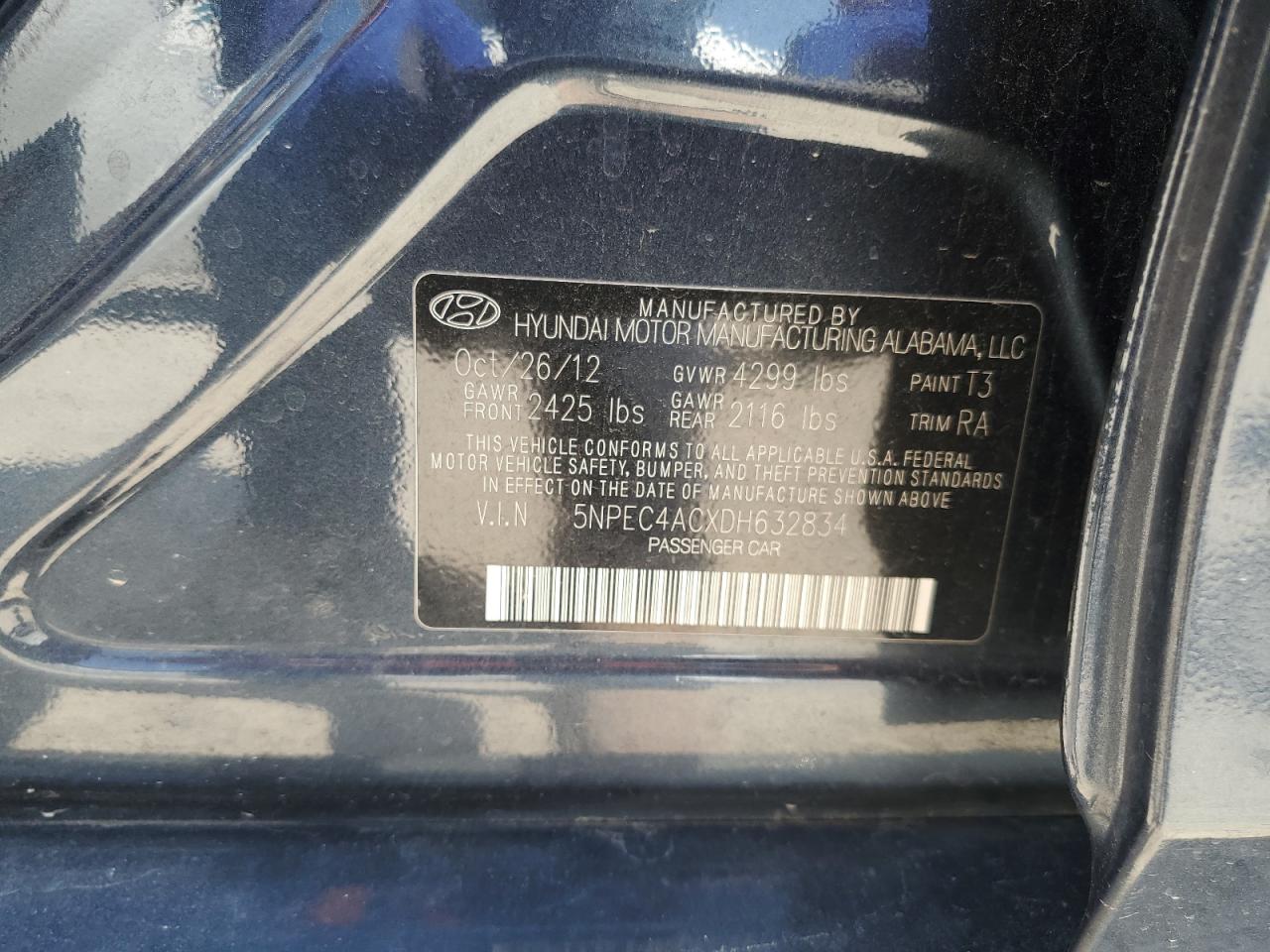 5NPEC4ACXDH632834 2013 Hyundai Sonata Se