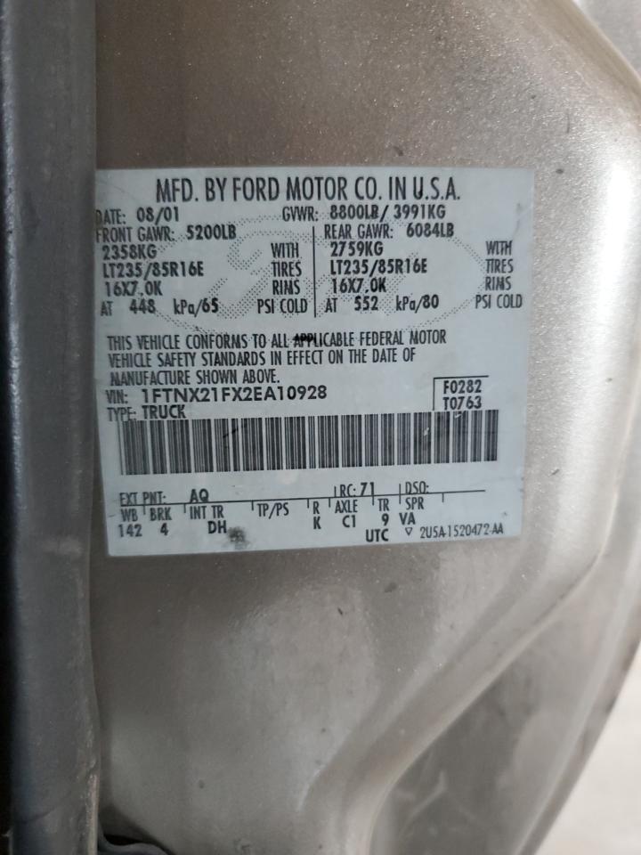 1FTNX21FX2EA10928 2002 Ford F250 Super Duty