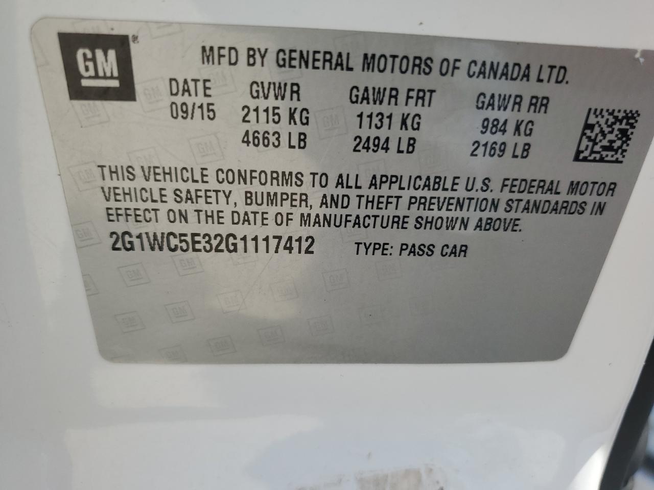 2G1WC5E32G1117412 2016 Chevrolet Impala Limited Ltz