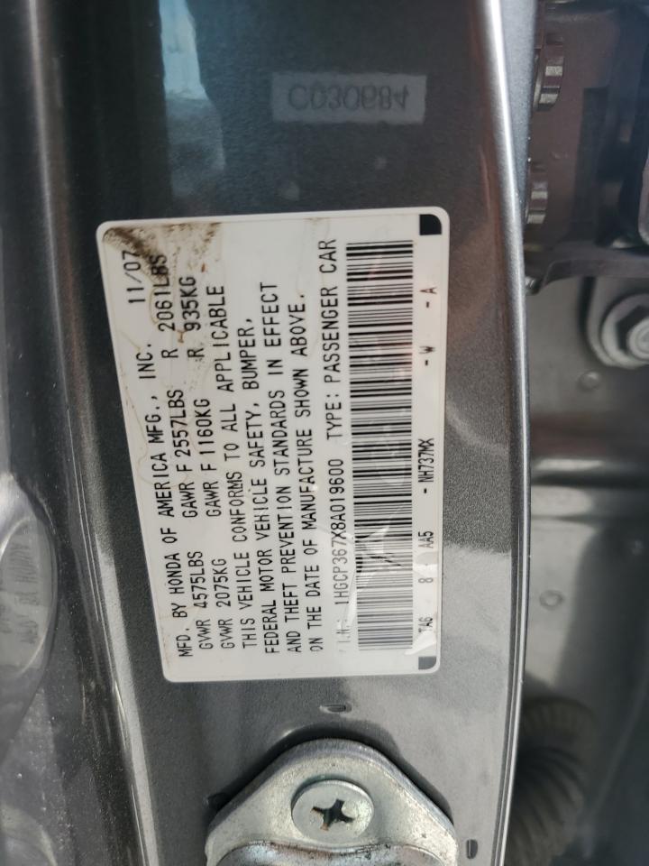 1HGCP367X8A019600 2008 Honda Accord Ex