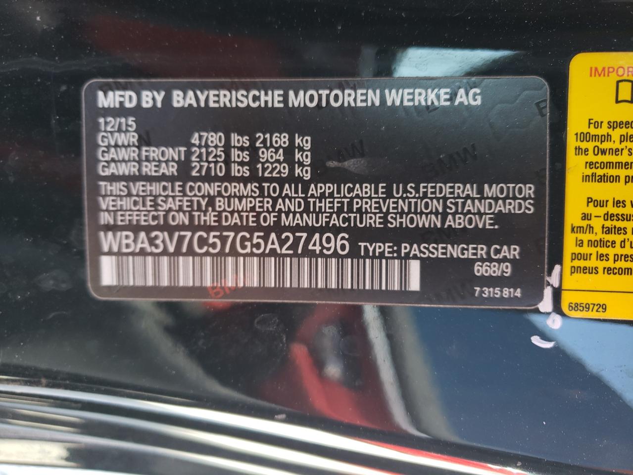 WBA3V7C57G5A27496 2016 BMW 428 I Sulev