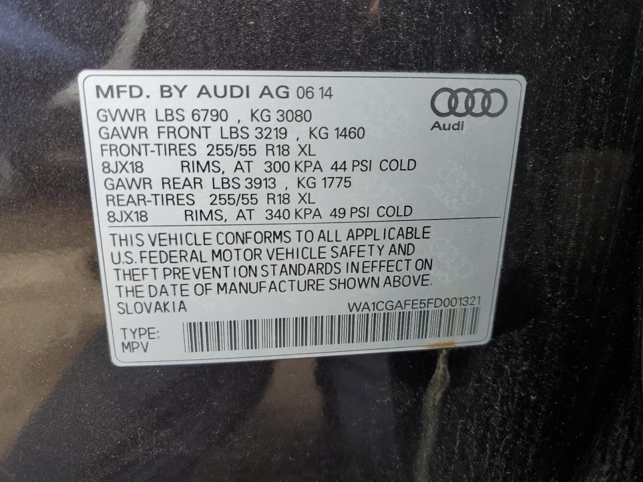 WA1CGAFE5FD001321 2015 Audi Q7 Premium