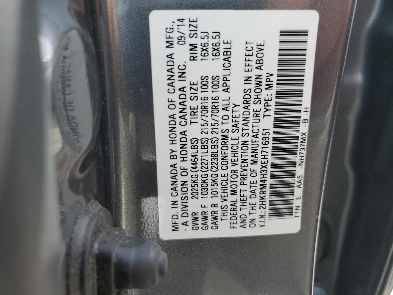 2HKRM4H3XEH716951 2014 Honda Cr-V Lx