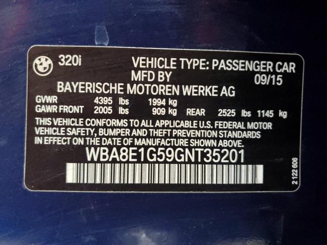 2016 BMW 320 I VIN: WBA8E1G59GNT35201 Lot: 52874174