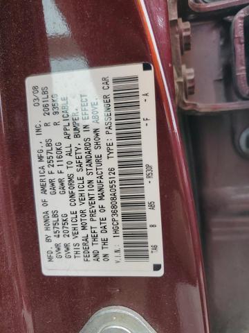 1HGCP36808A055126 | 2008 Honda accord exl