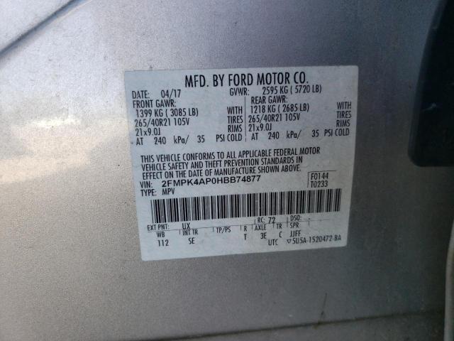 2017 Ford Edge Sport VIN: 2FMPK4AP0HBB74877 Lot: 56076654