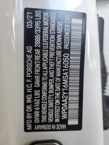 2021 PORSCHE TAYCAN WP0AA2Y16MSA16050