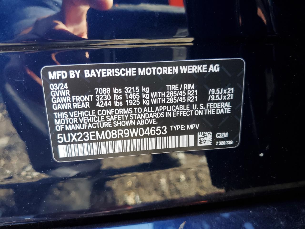 5UX23EM08R9W04653 2024 BMW X7 xDrive40I