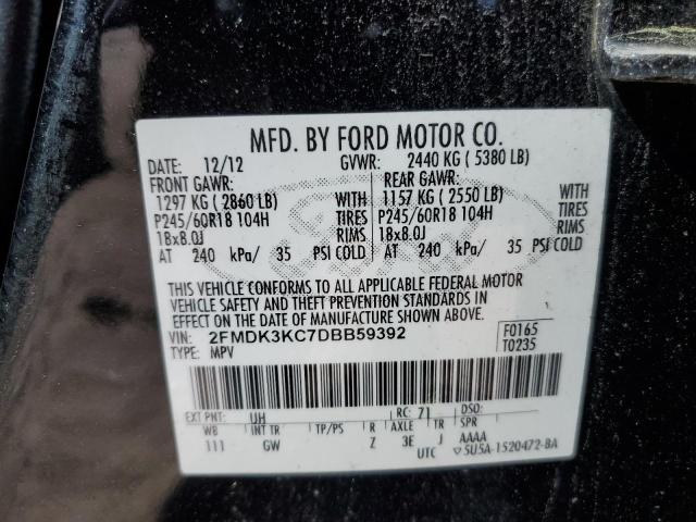 2013 Ford Edge Limited VIN: 2FMDK3KC7DBB59392 Lot: 57334174