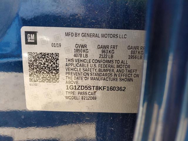 2019 CHEVROLET MALIBU LT - 1G1ZD5ST8KF160362