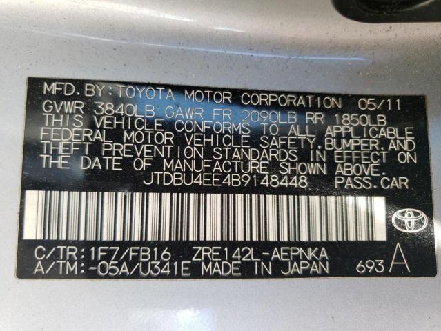 2011 Toyota Corolla Base VIN: JTDBU4EE4B9148448 Lot: 55845684