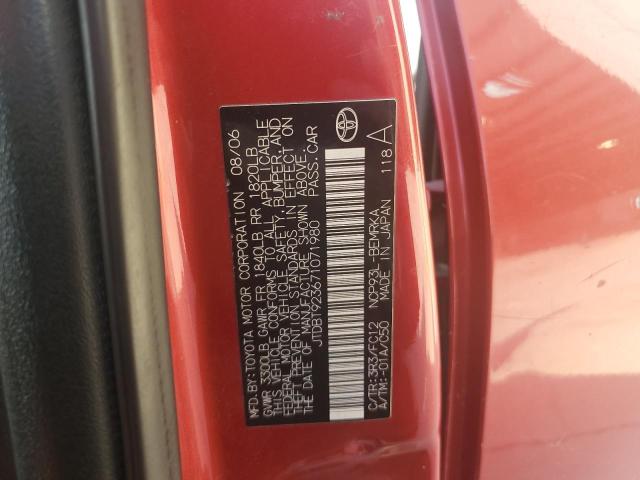 2007 Toyota Yaris VIN: JTDBT923671071980 Lot: 55731464