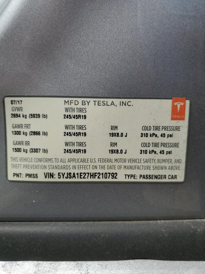 5YJSA1E27HF210792 2017 Tesla Model S