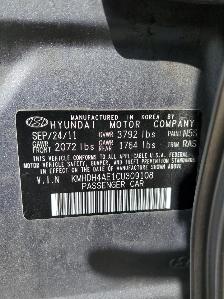 KMHDH4AE1CU309108 2012 Hyundai Elantra Gls