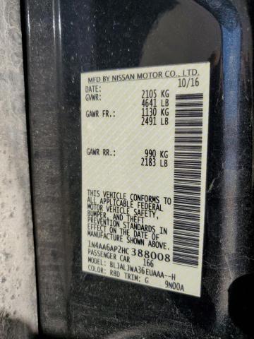 2017 Nissan Maxima 3.5S VIN: 1N4AA6AP2HC388008 Lot: 54762104