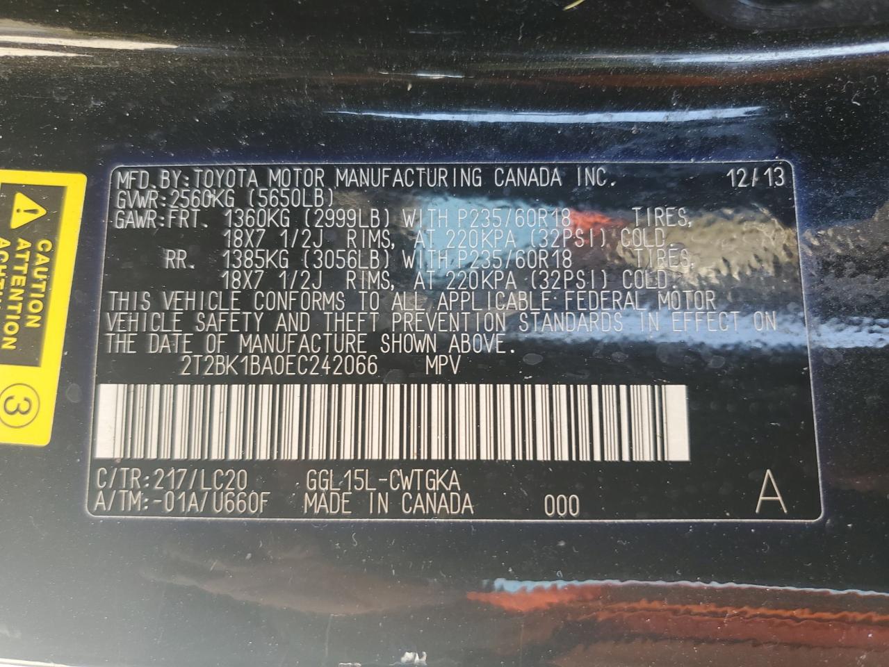 2T2BK1BA0EC242066 2014 Lexus Rx 350 Base