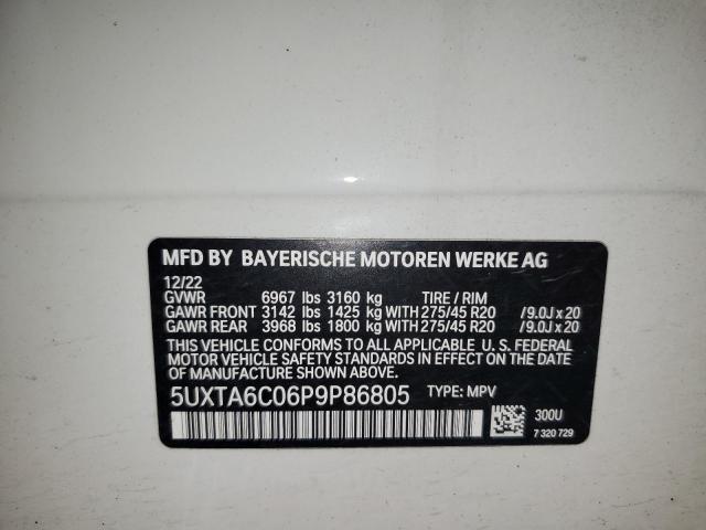 2023 BMW X5 xDrive45E VIN: 5UXTA6C06P9P86805 Lot: 57086304