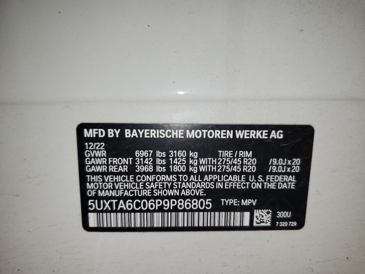 5UXTA6C06P9P86805 2023 BMW X5 xDrive45E