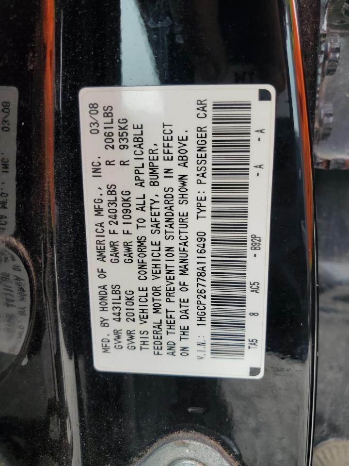 1HGCP26778A116490 2008 Honda Accord Ex