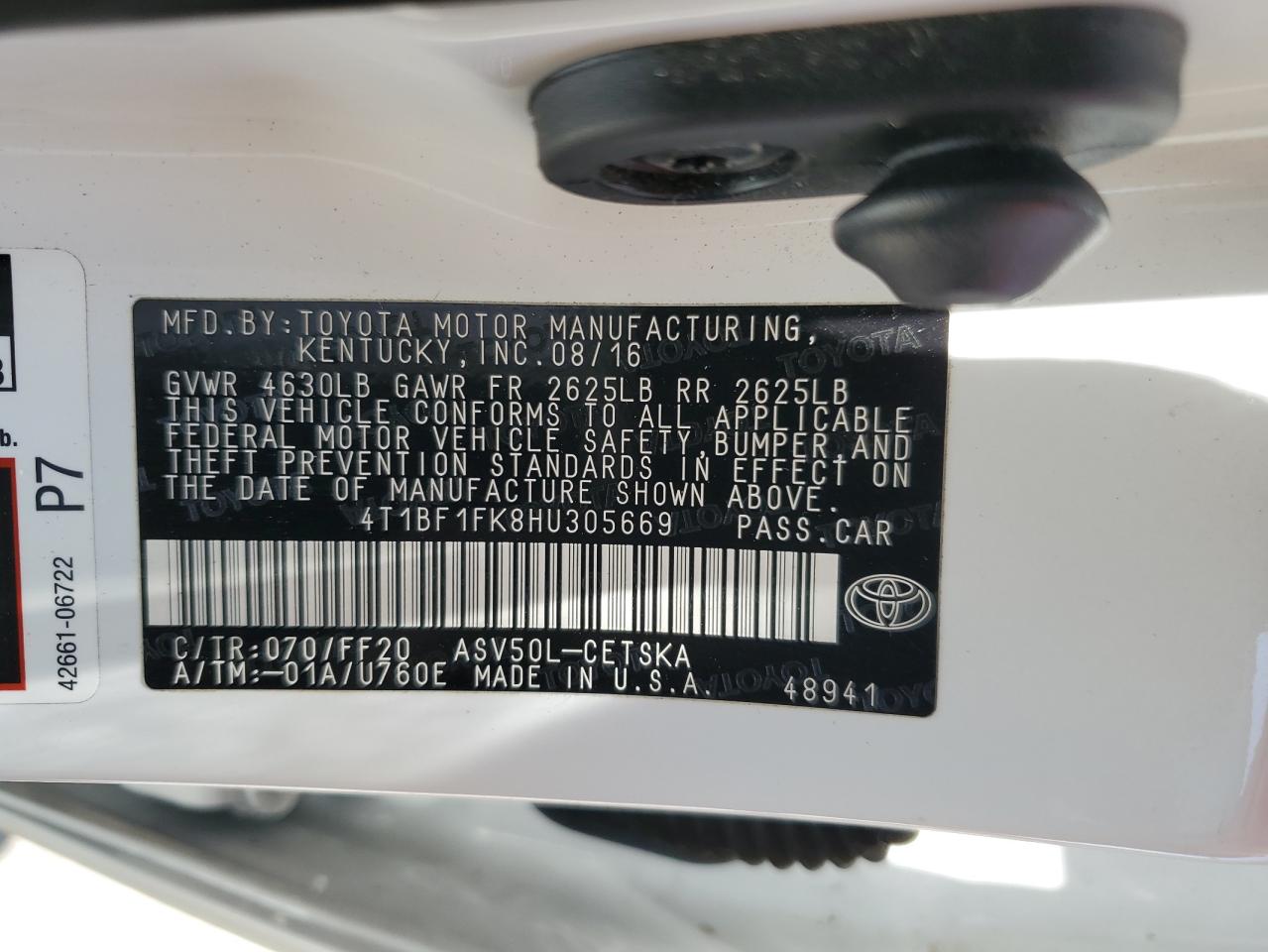 4T1BF1FK8HU305669 2017 Toyota Camry Le