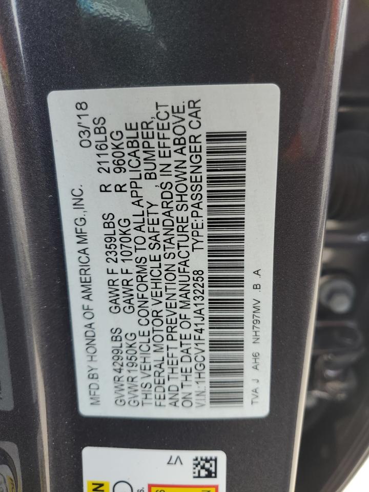 1HGCV1F41JA132258 2018 Honda Accord Ex