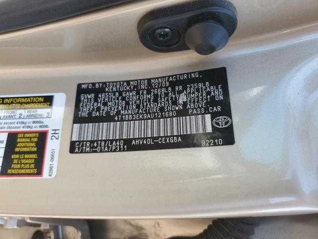 2010 Toyota Camry Hybrid VIN: 4T1BB3EK9AU121680 Lot: 54938644