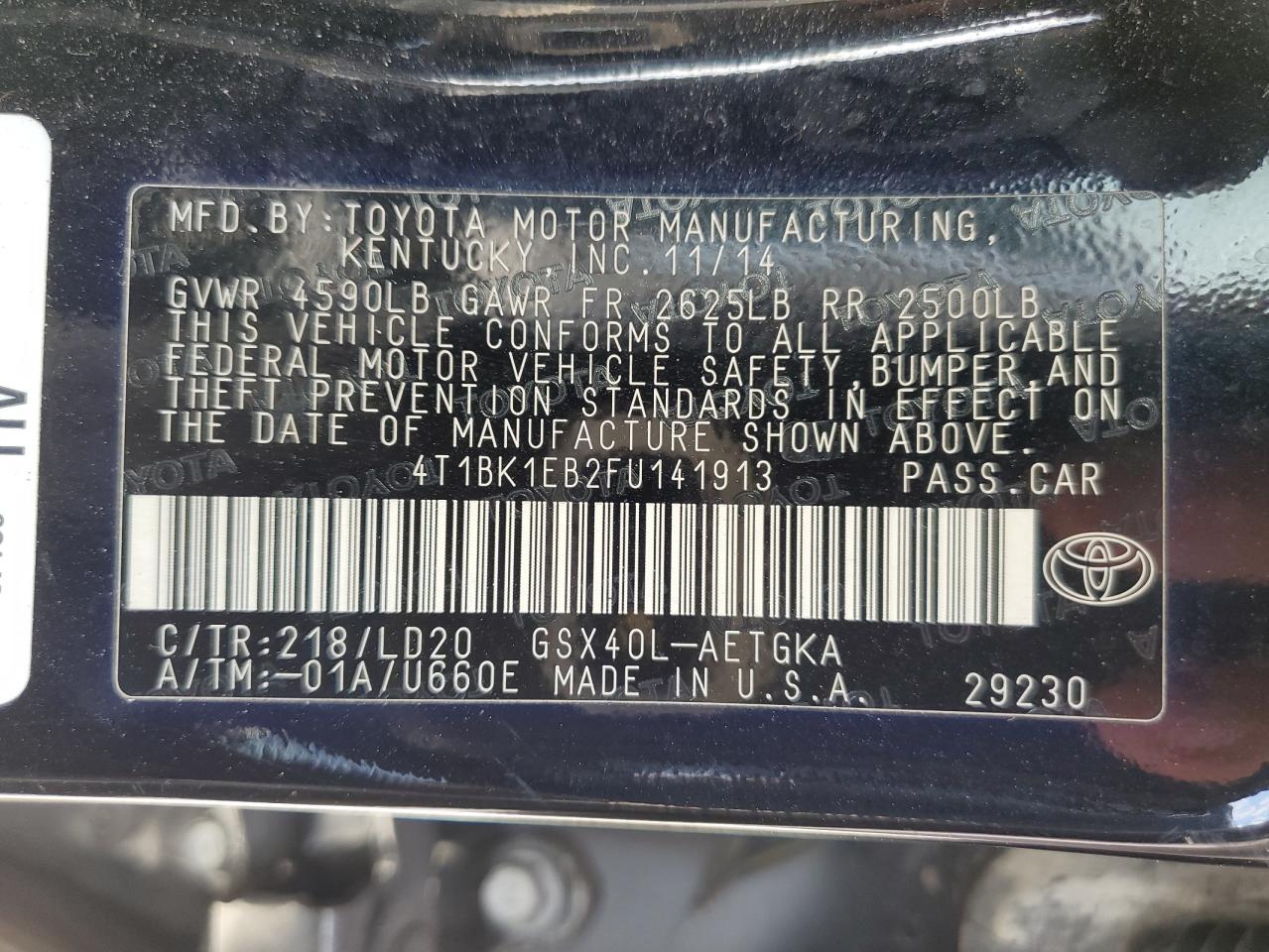 4T1BK1EB2FU141913 2015 Toyota Avalon Xle