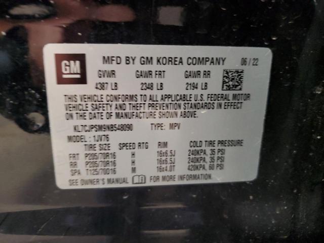 2022 Chevrolet Trax 1Lt VIN: KL7CJPSM9NB548090 Lot: 57117624