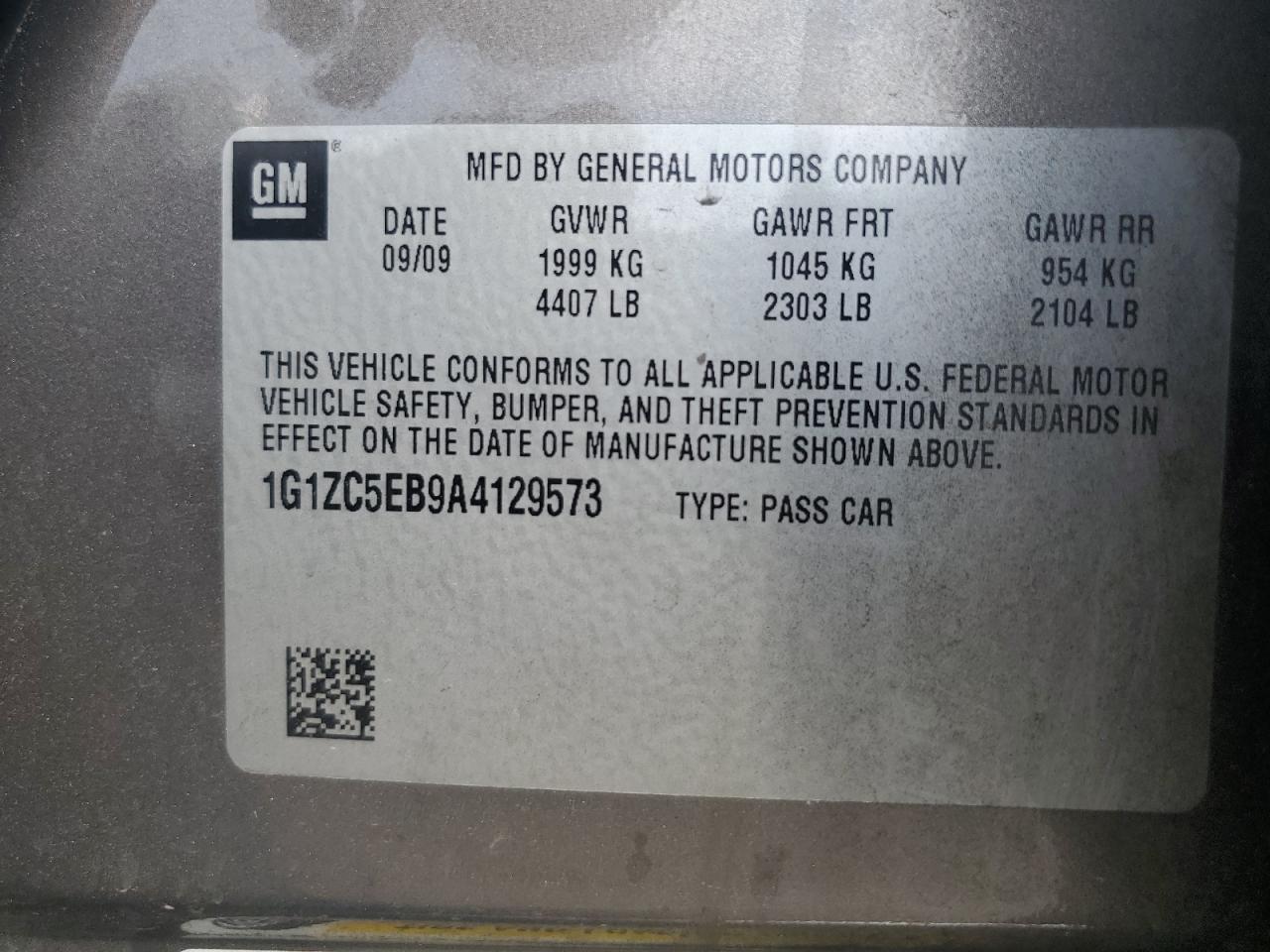 1G1ZC5EB9A4129573 2010 Chevrolet Malibu 1Lt