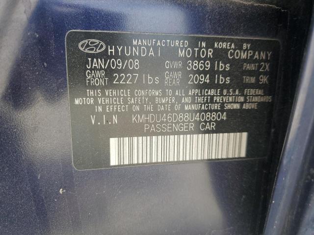 2008 Hyundai Elantra Gls VIN: KMHDU46D88U408804 Lot: 54498464