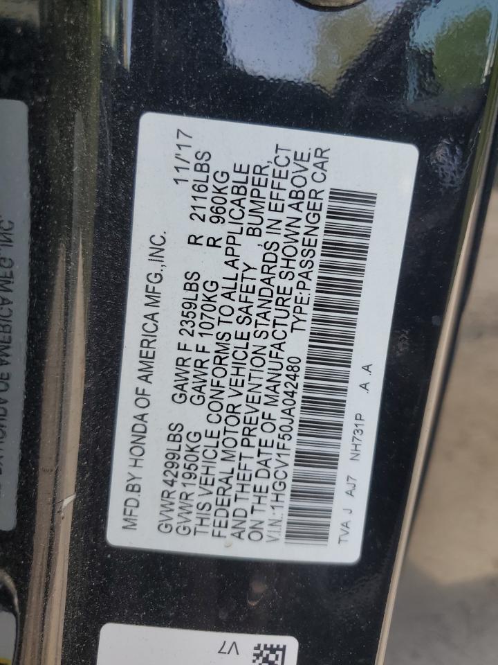 1HGCV1F50JA042480 2018 Honda Accord Exl