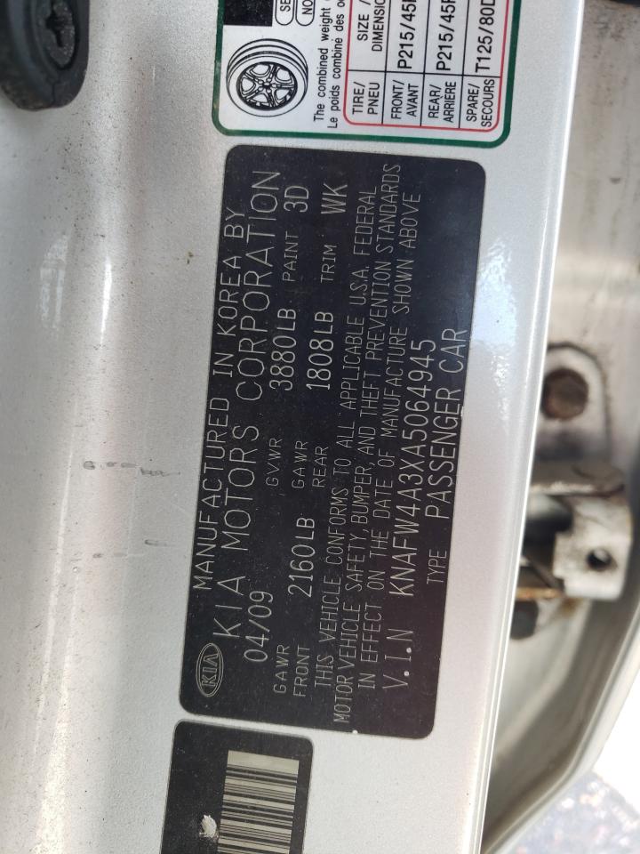 KNAFW4A3XA5064945 2010 Kia Forte Sx