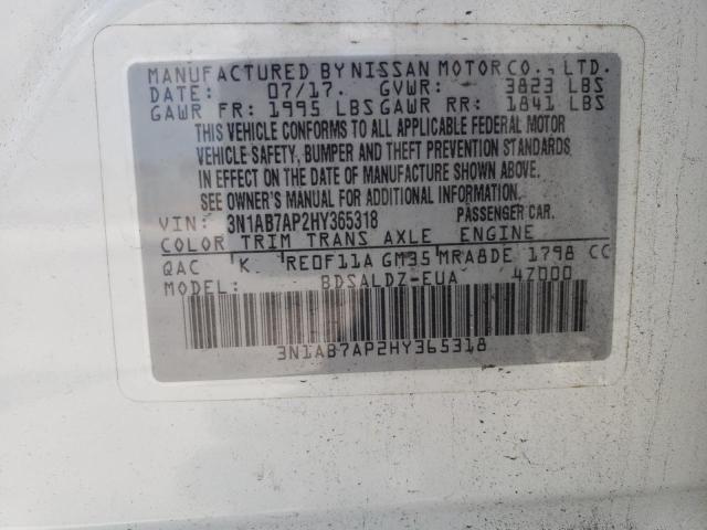 2017 Nissan Sentra S VIN: 3N1AB7AP2HY365318 Lot: 56901374