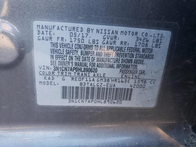 2017 Nissan Versa S VIN: 3N1CN7AP0HL890620 Lot: 54407494