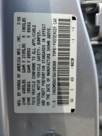 2005 Honda Accord Lx VIN: 1HGCM56415A168368 Lot: 56308204