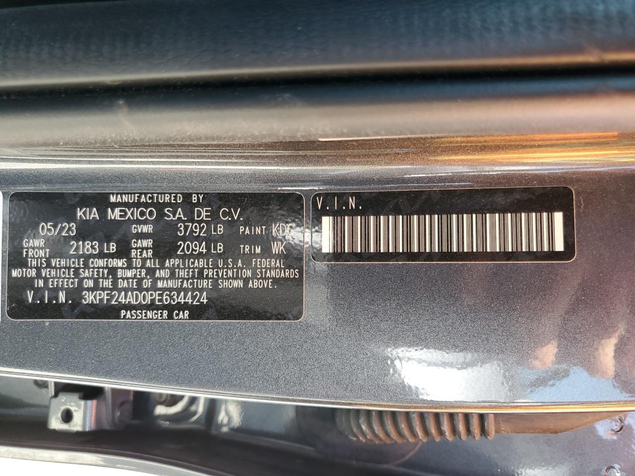 3KPF24AD0PE634424 2023 Kia Forte Lx