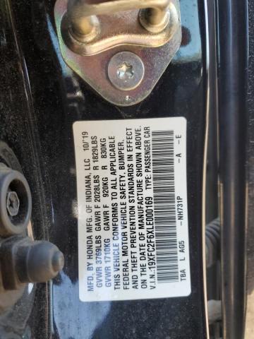 2020 Honda Civic Lx VIN: 19XFC2F6XLE000169 Lot: 54877294