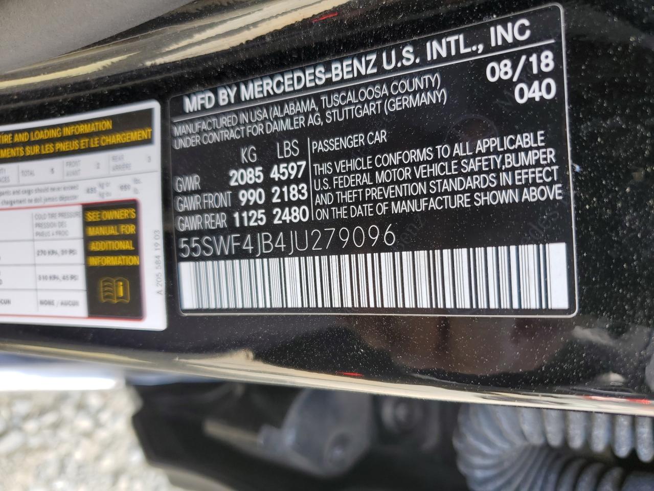 55SWF4JB4JU279096 2018 Mercedes-Benz C 300