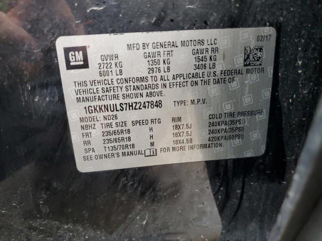 2017 GMC Acadia Slt-1 VIN: 1GKKNULS7HZ247848 Lot: 55834634