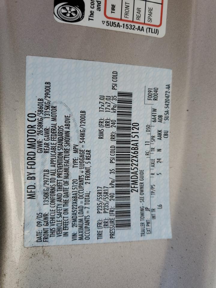 2FMDA522X6BA15120 2006 Ford Freestar Sel