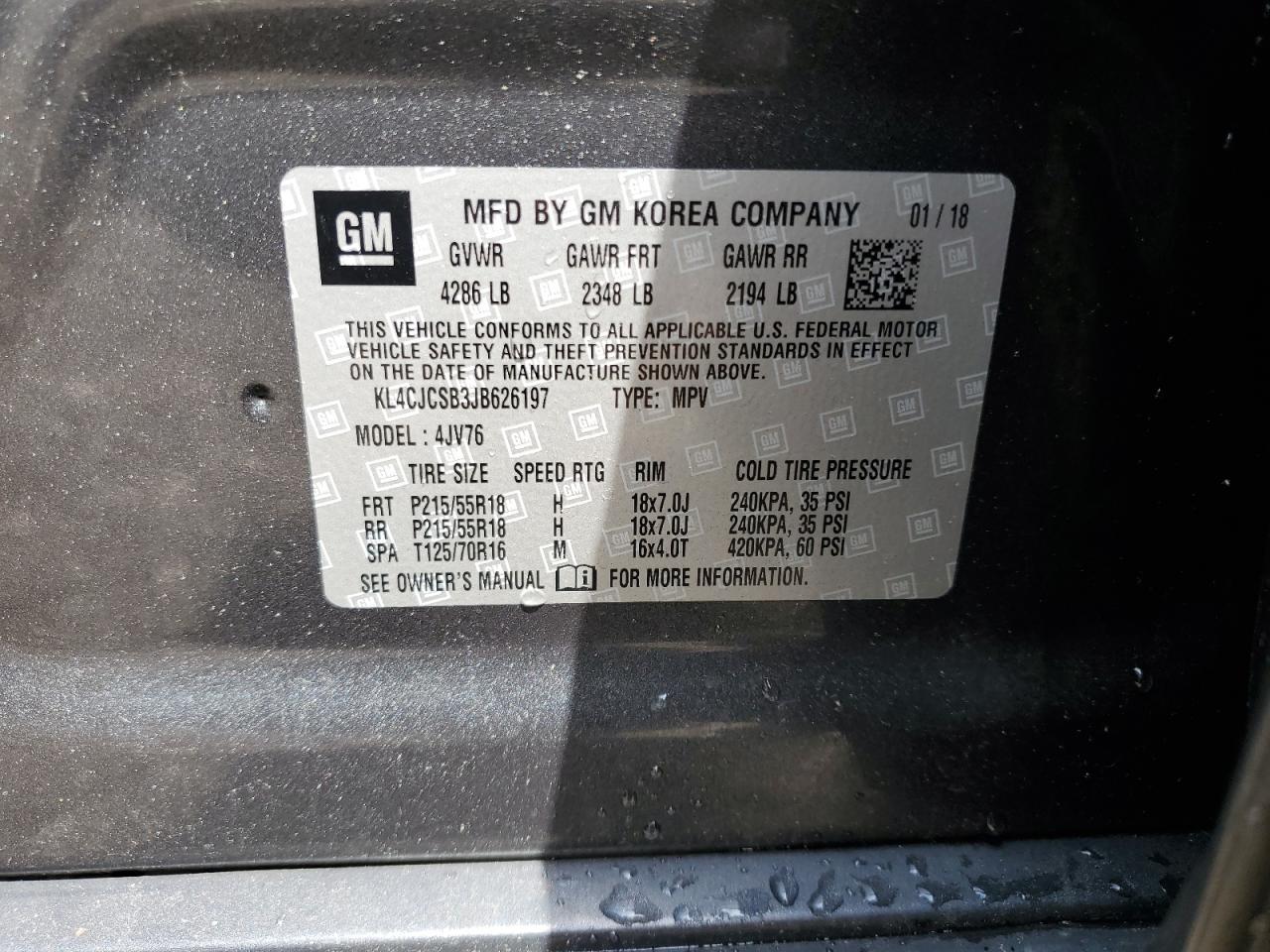 KL4CJCSB3JB626197 2018 Buick Encore Essence