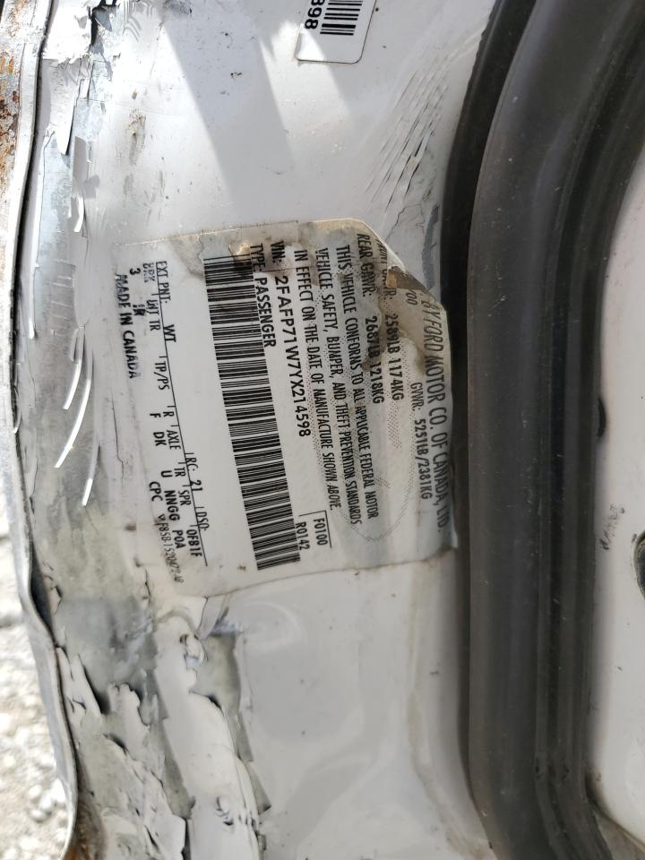 2FAFP71W7YX214598 2000 Ford Crown Victoria Police Interceptor