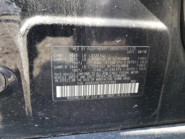 2017 Subaru Outback 2.5I Limited VIN: 4S4BSANC2H3247960 Lot: 56716384