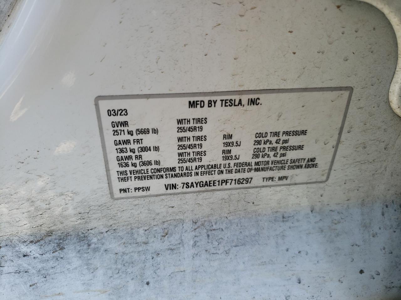 7SAYGAEE1PF716297 2023 Tesla Model Y