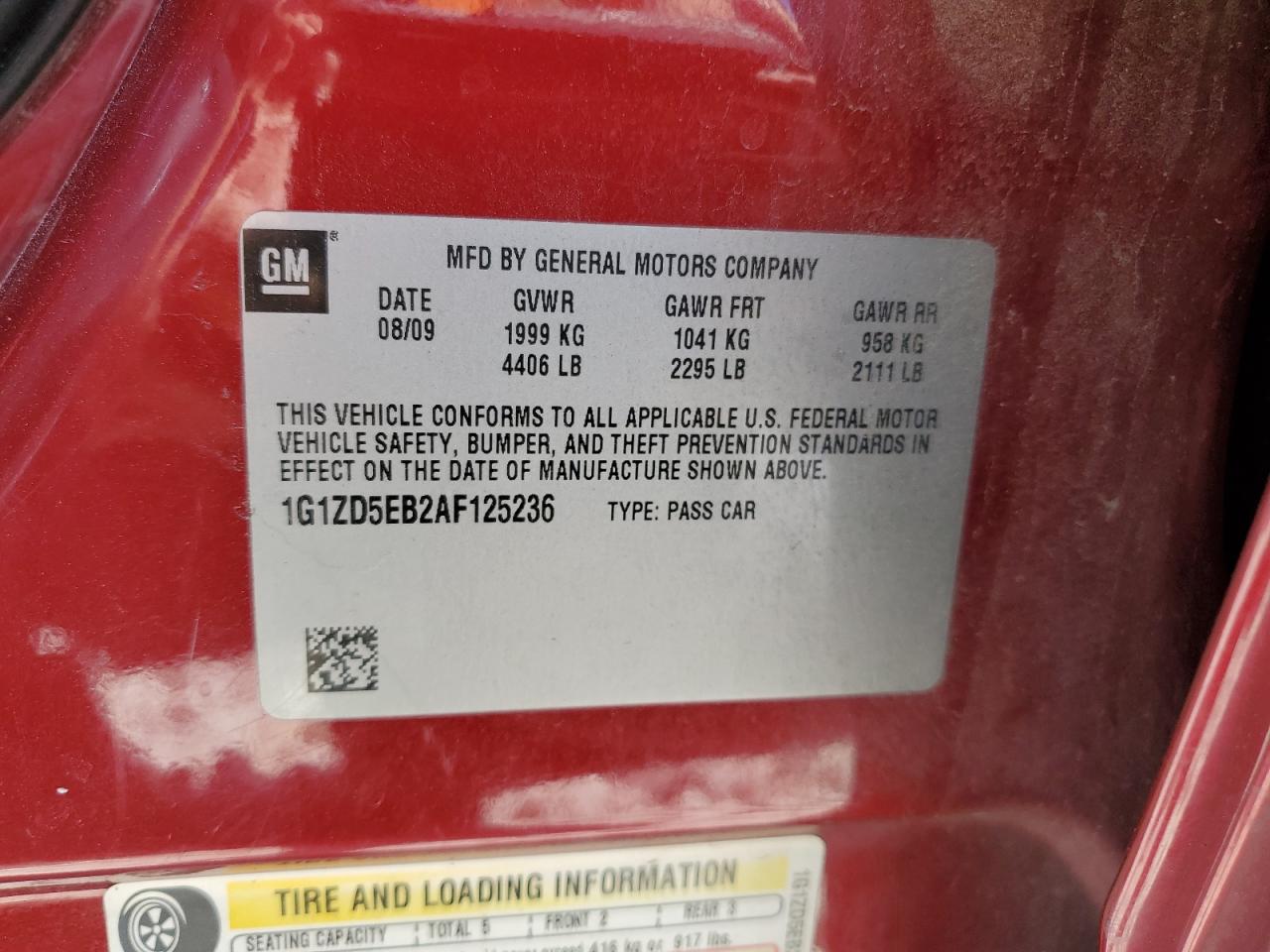 1G1ZD5EB2AF125236 2010 Chevrolet Malibu 2Lt