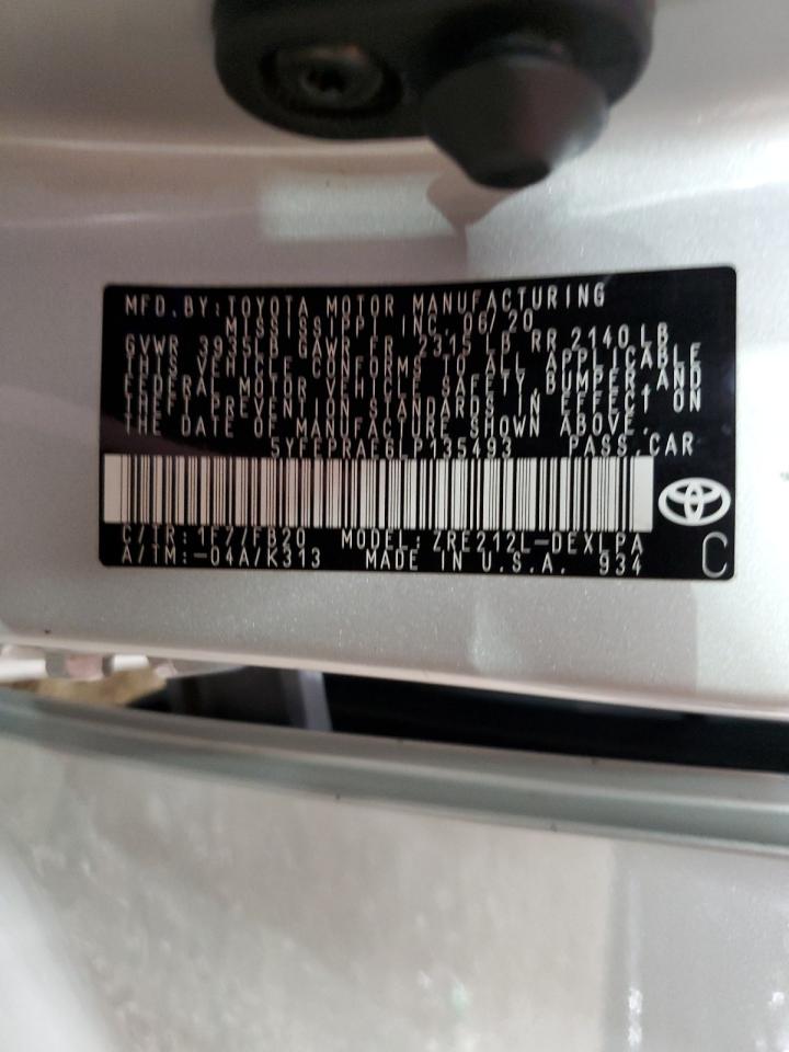 5YFEPRAE6LP135493 2020 Toyota Corolla Le