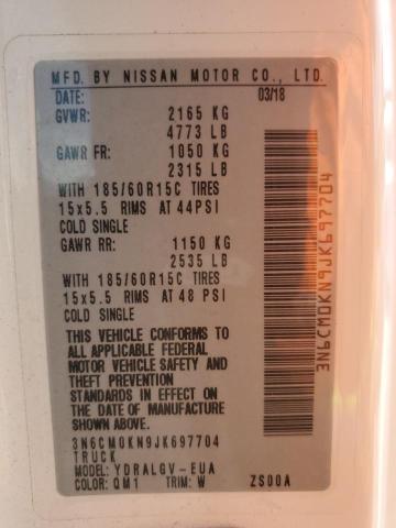 2018 Nissan Nv200 2.5S VIN: 3N6CM0KN9JK697704 Lot: 53759104