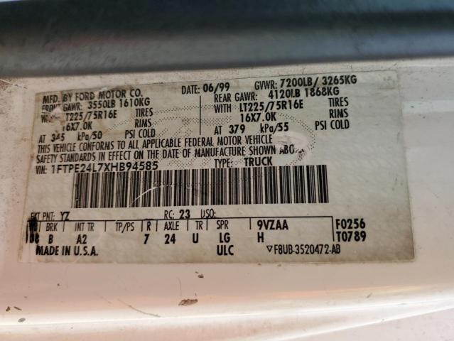 1999 Ford Econoline E250 Van VIN: 1FTPE24L7XHB94585 Lot: 56938444