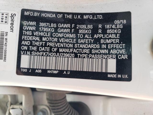 2018 Honda Civic Lx VIN: SHHFK7H20JU239620 Lot: 54494824