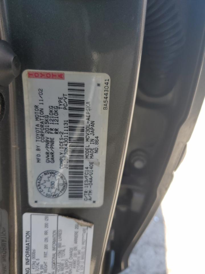 JTDBF32K430111131 2003 Toyota Camry Le